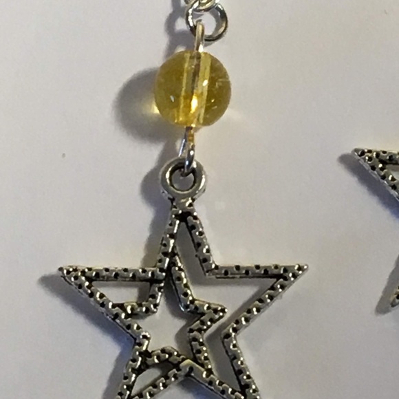 Yellow Citrine Silver Star Earrings - Picture 4 of 8